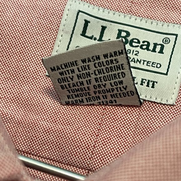 LL Bean Men Classic Preppy Traditional Fit Collared Button Down Dress Shirt 17.5 - Picture 12 of 12